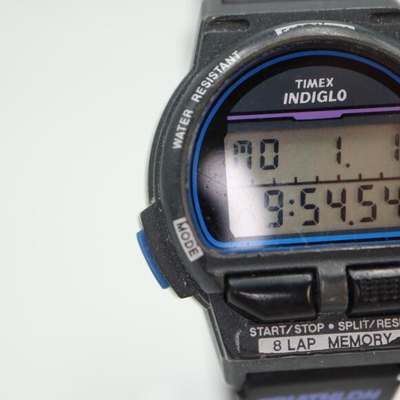 Vintage Timex Ironman Triathlon Indiglo Watch Women 33mm Black Blue 1996 Working - Picture 6 of 16